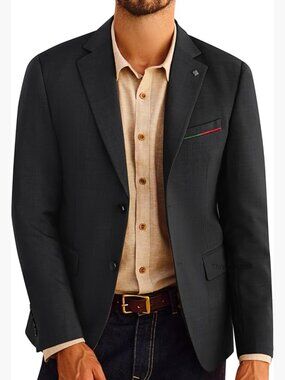 Lightweight Polyester Blend Blazer with Removable Brooch, Regular Fit